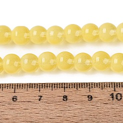 透明なガラス製の模造キャッツアイビーズの連  ラウンド  きいろ  8~8.5mm  穴：0.8~1.2mm  約103~110個/連  29.13~32.28インチ（74~82cm）&nbsp;GLAA-Q110-01B-17