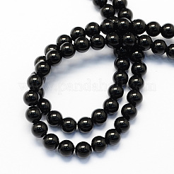 天然染色・加熱処理された丸い黒オニキス石ビーズ連売り  8mm  穴：1mm  約48個/連  15.1インチ&nbsp;X-G-S119-8mm