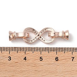 Rack Plating Brass Micro Pave Cubic Zirconia Fold Over Clasps&nbsp;KK-K377-12RG