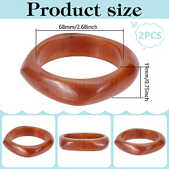 女性用模造大理石アクリルバングル2個  ココナッツブラウン  内径：2-5/8インチ（6.8cm）&nbsp;BJEW-UN0001-69C