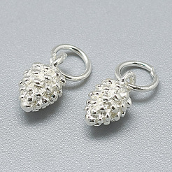 925スターリングシルバーチャーム  丸カン付き  松かさ  銀  10x5.5x5.5mm  穴：4mm&nbsp;X-STER-T002-297S