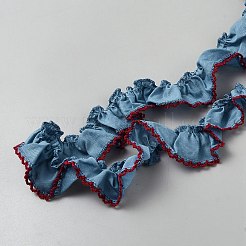 コットンフリルトリム  洋服アクセサリー用  ブルー  1-1/8インチ（30mm）&nbsp;OCOR-WH0109-351C