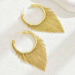 Brass Elegant Tassel Hoop Earrings&nbsp;XR0321