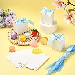 厚紙製キャンディギフトボックス  ポリエステルリボン付き  長方形  ライトブルー  7x5x7cm&nbsp;CON-FZC0002-003B-1