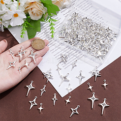 96pcs6スタイルチベットスタイルアロイペンダント  スターのチャーム  アンティークシルバー  14.5~32x9~23x2~4mm  穴：1.4~1.8mm  16個/スタイル&nbsp;FIND-UN0010-25