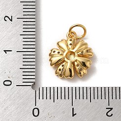 真鍮製マイクロパヴェキュービックジルコニアペンダント  エナメル  丸カン  花  ゴールドカラー  14x12.5x3.5mm  穴：3.6mm&nbsp;KK-K358-01B-G