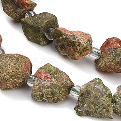 天然石ユナカイトビーズ連売り  生のラフ  ナゲット  シードビーズで  13~23x12~16x6~13mm  穴：1mm  約11~13個/連  7.44''（18.9cm）〜7.99''（20.3cm）&nbsp;GG-CBA0B77-A16-03