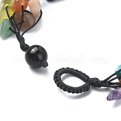 Natural & Synthetic Mixed Gemstone Chips Braided Bead Bracelet with Nylon Threads&nbsp;BJEW-TA00344