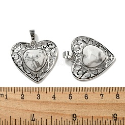 Natural & Synthetic  Mixed Gemstone Peach Love Heart Pendants&nbsp;G-G158-01