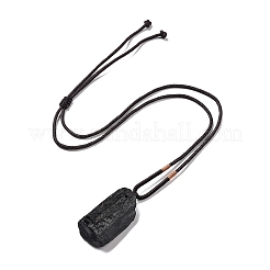 Adjustable Natural Black Tourmaline Pendant Necklaces&nbsp;NJEW-P254-01