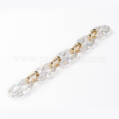 手作り透明アクリルアズキチェーン  ccbプラスチックフレームコネクター付き  クリアAB  34x21x4mm  18.5x11.5x4.5mm  39.37インチ（1m）/連&nbsp;AJEW-JB00861-03