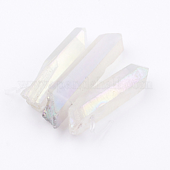 電気メッキされた天然の水晶が目盛り付きビーズ連売り  ナゲット  ホワイトスモーク  21~43x5~13mm  穴：1mm  3個/セット&nbsp;X-G-P315-A10