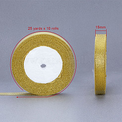 グリッターメタリックリボン  ラメリボン  ゴールド  5/8インチ（15~16mm）  約25ヤード/ロール  10のロール/グループ&nbsp;OCOR-T001-15mm-JC
