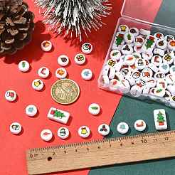 112Pcs 14 Styles Christmas Printed Opaque Acrylic Beads&nbsp;OACR-FS0002-69