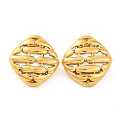 イオンプレーティング（IP）304ステンレススチールスタッドピアス  菱形  14KGP本金メッキ  23x22mm&nbsp;EJEW-G395-09G