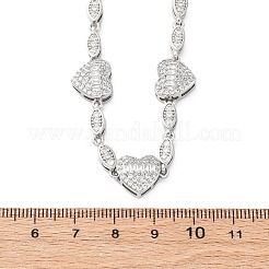 Heart & Horse Eye Brass Micro Pave Clear Cubic Zirconia Link Chain Necklaces for Women&nbsp;NJEW-G162-01P