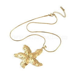 Ocean 304 Stainless Steel Textured Starfish Pendant Necklaces for Women&nbsp;NJEW-K307-02G