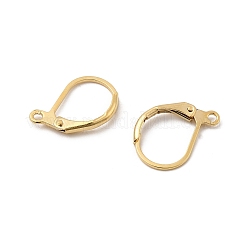 真鍮製フレンチフックピアスパーツ  カン付き  長持ちメッキ  18KGP本金メッキ  15.5x10x1.5mm  穴：1.5mm  ピン：0.7mm&nbsp;KK-F824-007G-1