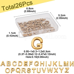 26個26スタイル304ステンレススチールチャーム  レターチャーム  18KGP本金メッキ  a～zの文字  9.5~10x3~12x3mm  穴：1.6mm  1個/スタイル&nbsp;STAS-FS0001-77