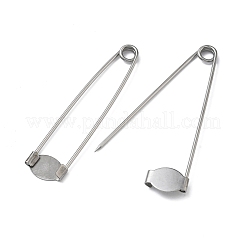 304 Stainless Steel Safety Pin Brooch Base Settings&nbsp;STAS-A142-01P
