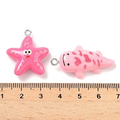 不透明樹脂ペンダント  プラチナ鉄ループ付き  ミックスカラー  混合図形  25x16x8mm  穴：2mm&nbsp;RESI-I355-03P-01