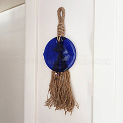 Flat Round with Evil Eye Glass Pendant Decorations&nbsp;EVIL-PW0002-06