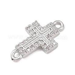 Cross Brass Micro Pave Clear Cubic Zirconia Connector Charms&nbsp;KK-P339-04P
