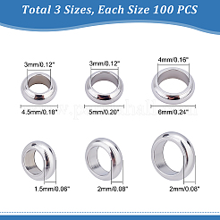 300個 3スタイル 201 ステンレススチールスペーサービーズ  リング  ステンレス鋼色  4.5~6x1.5~2mm  穴：3~4mm  100個/スタイル&nbsp;STAS-UN0036-37