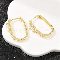 Rectangle Brass Micro Pave Clear Cubic Zirconia Hoop Earrings&nbsp;EJEW-D348-07G