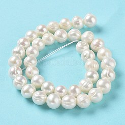 天然養殖淡水パールビーズ連売り  ポテト  グレード2 A  アンティークホワイト  9~10x9~10mm  穴：0.6mm  約38個/連  14.76''（37.5センチメートル）&nbsp;PEAR-E019-01