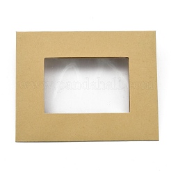 クラフト紙封筒  クリアウィンドウ付き  長方形  小麦  100x100x0.5mm&nbsp;DIY-WH0250-41