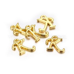 金メッキ合金文字ペンダント  ラックめっき  カドミウムフリー＆鉛フリー  文字.k  14x10x2mm  穴：1.5mm&nbsp;X-PALLOY-J718-01G-K