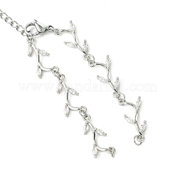 真鍮パヴェクリアキュービックジルコニアブランチリンクブレスレット製作  プラチナ  5.35インチ（13.6cm）&nbsp;AJEW-JB01643