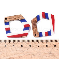 Independence Day Opaque Striped Resin & Walnut Wood Pendants&nbsp;RESI-U010-02I