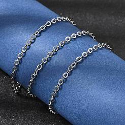 12mm 304ステンレススチール製テクスチャードアズキチェーンネックレス（男女兼用）2.8個  変色なし  ステンレス鋼色  17.91インチ（45.5cm）&nbsp;NJEW-H093-18P-01