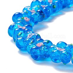 手作りランプワークビーズ連売り  バンピー  花  ドジャーブルー  13.5~14x14.5~15x7~8mm  穴：1.4mm  約28個/連  14.57インチ（37cm）&nbsp;LAMP-D015-08F