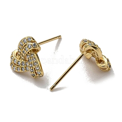 Rack Plating Brass Triangle Stud Earrings with Cubic Zirconia&nbsp;EJEW-D063-07G