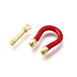 Brass Enamel D-Ring Anchor Shackle Clasps&nbsp;KK-P201-01G-J