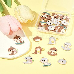 30個10スタイルアロイエナメルペンダント  鉛フリー＆カドミウムフリー  カワウソの形をしたチャーム  ゴールドカラー  ミックスカラー  18~29.3x20~25x1~1.2mm  穴：1.6~1.8mm  3個/スタイル&nbsp;ENAM-FS0002-81