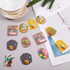 キットを作るDIYイヤリング  16個8スタイル3Dプリントアクリルパーツ  樹脂と  32個のアイアンオープン丸カン  32個の鉄のピアスフック  耳ワイヤー  ミックスカラー  ペンダント：37~40x27~38x6~12mm  穴：1.6~2.7mm  2個/スタイル&nbsp;DIY-SZ0004-86