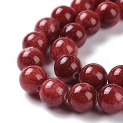 染め天然ヒスイビーズ連売り  ラウンド  レッド  10mm  穴：1mm  約38個/連  16インチ&nbsp;G-D434-10mm-08-1