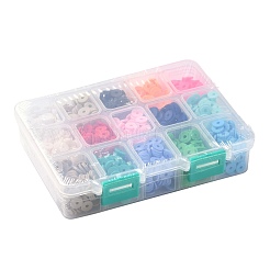150g15色手作りポリマークレイビーズ  ヒシビーズ  ジュエリー工芸用品のDIY用  ディスク/フラットラウンド  ミックスカラー  8x1mm  穴：2mm  10 G /カラー&nbsp;CLAY-JP0001-14-8mm