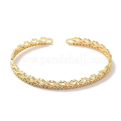 Lip Brass Micro Pave Clear Cubic Zirconia Open Cuff Bangles for Women&nbsp;BJEW-Z061-03G