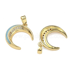 Brass Micro Pave Clear Cubic Zirconia Pendants&nbsp;KK-A294-04G-02