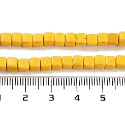 合成ターコイズビーズ連売り  染め  キューブ  ゴールド  4x4x4mm  穴：1mm  約95個/連  15.75インチ&nbsp;X-TURQ-G108-4x4mm-06