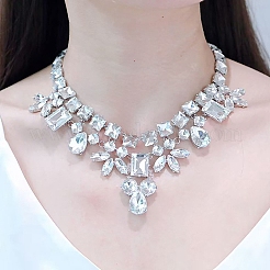 Alloy Full Crystal Rhinestone Geometric Bib Necklaces for Women&nbsp;FS-WG56FB9-01