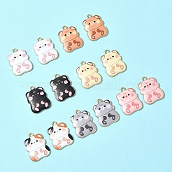 14本7色ラックメッキ合金エナメルペンダント  ゴールドカラー  ハムスターチャーム  ミックスカラー  23x17x3mm  穴：2mm  2個/カラー&nbsp;ENAM-FS0002-35
