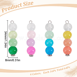 64Pcs 4 Colors Baking Paint Imitation Jade Glass Connector Charms&nbsp;PALLOY-GO00033