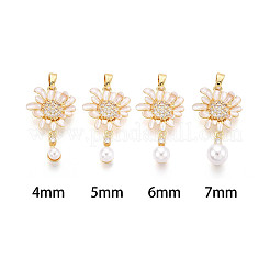 Brass Micro Pave Cubic Zirconia and Enamel Cup Pearl Peg Bails Pin Pendants&nbsp;KK-T079-48G