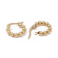 201 Stainless Steel Round Beaded Hoop Earrings with 304 Stainless Steel Pins for Women&nbsp;EJEW-B016-01A-G